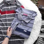 Áo Thun Sọc Nam Melan Cổ Bẻ Có Túi Thun Cotton