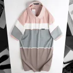 Áo Thun Sọc Nam Trung Niên Phối Màu Cổ Bẻ Có Túi Thun Cotton (Có size 3x)