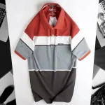 Áo Thun Sọc Nam Trung Niên Phối Màu Cổ Bẻ Có Túi Thun Cotton (Có size 3x)