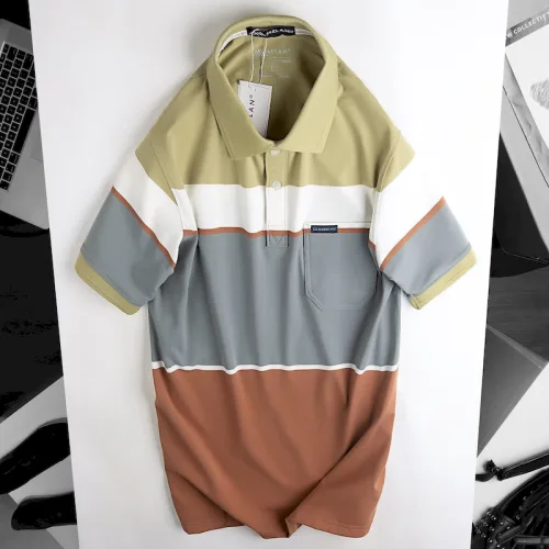 Áo Thun Sọc Nam Trung Niên Phối Màu Cổ Bẻ Có Túi Thun Cotton (Có size 3x)