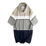 Áo Thun Sọc Nam Trung Niên Phối Màu Cổ Bẻ Có Túi Thun Cotton (Có size 3x)