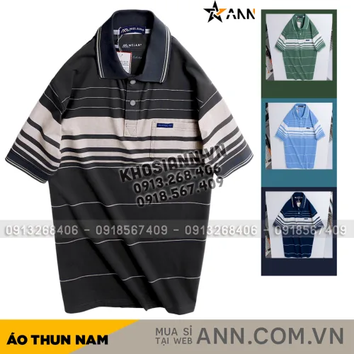 Áo Thun Sọc Nam Trung Niên Phối Sọc Nhuyễn Có Túi Thun Cotton (Có size 3x)