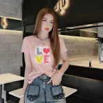 Áo thun thái nữ cổ tròn in chữ LOVE