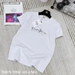 Áo thun thái nữ cổ tròn in chữ postive form suông vừa