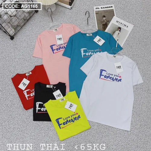 Áo thun thái nữ form suông rộng in chữ forever
