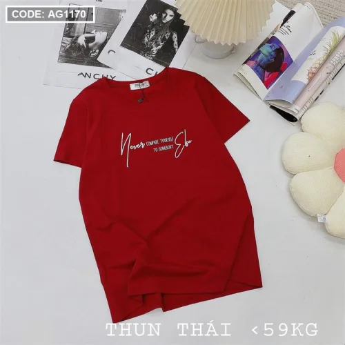 Áo thun thái nữ form rộng in chữ kiểu