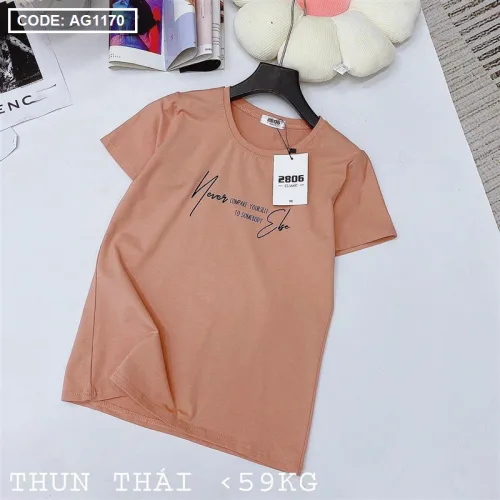 Áo thun thái nữ form rộng in chữ kiểu