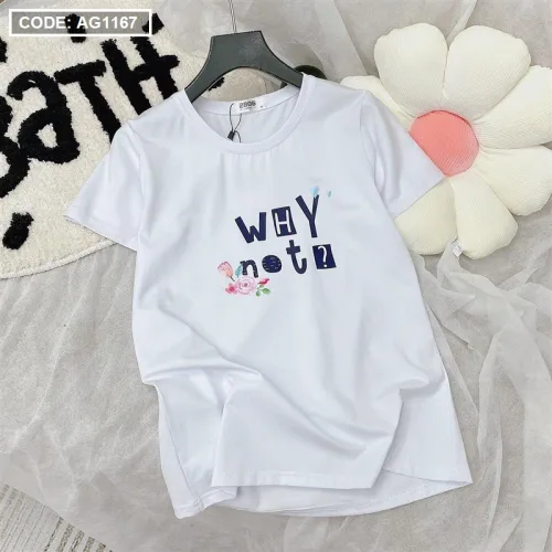Áo thun thái nữ form rộng in chữ why not