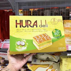 Bánh Bông Lan Bibica Hura Deli Hương Cốm Dừa 336g (12 Gói x 28g)