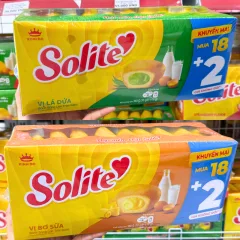 Bảng giá sỉ bánh Bông Lan Cuộn Kem Solite 3 Vị (Lá Dứa, Bơ Sữa, Dâu) - Hộp 360g