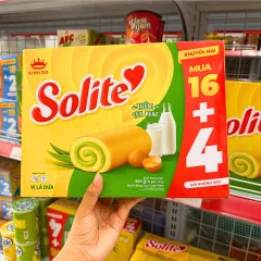 Bánh Bông Lan Cuộn lá Dứa Solite Kinh Đô 360g - Bánh Bông Lan Solite (16+4)