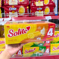 Sỉ bánh Bông Lan Cuộn Solite Vị Bơ Sữa Hộp Giấy Lớn 396g