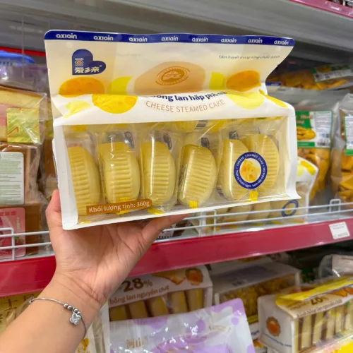 Khám phá Bánh Bông Lan Hấp Phô Mai AXIQIN 7 Cái 360g thuộc nhóm AXIQIN