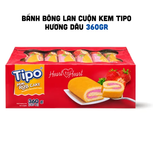 Bánh Bông Lan Tipo Cuộn Kem Ngọt Hương Dâu 360g