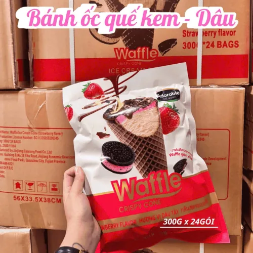 Bánh Ốc Quế Waffle Vị Dâu Tây Adorable 300g