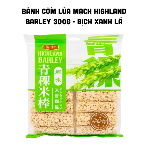 Bánh Cốm Lúa Mạch Highland Barley 300g - Bịch Xanh Lá