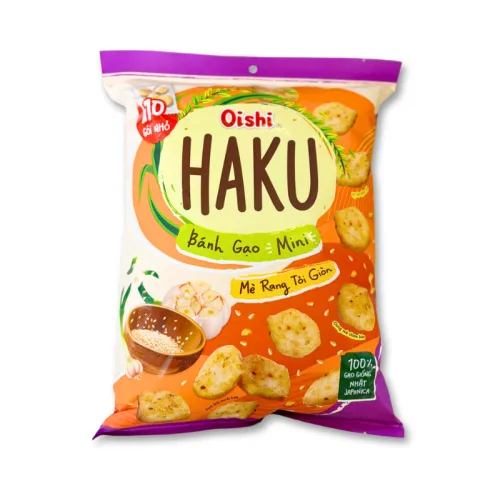 Khám phá Bánh Gạo Mini Oishi Haku Mè Rang Tỏi Giòn 150g thuộc nhóm Oishi Haku
