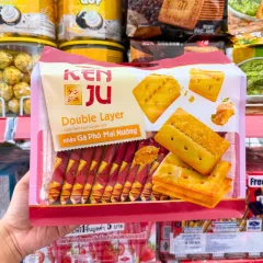 Sỉ bánh Quy Kenju 2 Lớp Nhân Gà Nướng Phô Mai 216g - Túi 16 Gói