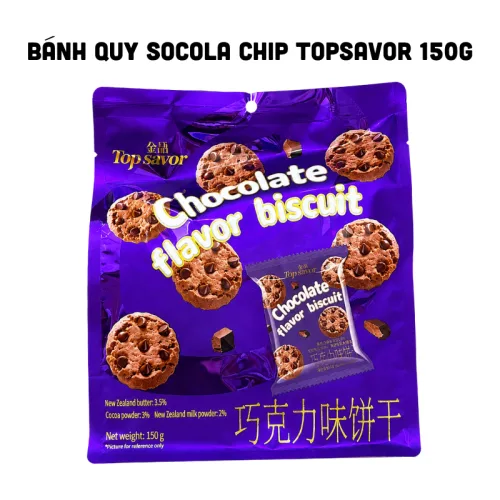 Bánh Quy Socola Chip Topsavor 150g - Bịch Màu Tím