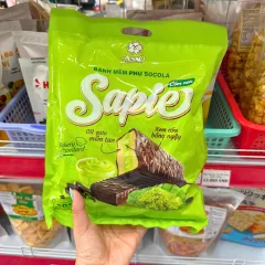 Bánh Sapie Mềm Phủ Socola Cốm Non 198g - Bịch Xanh Lá