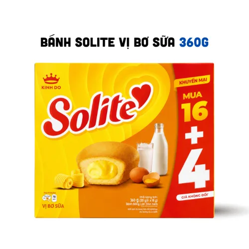 Bánh Solite Tròn Vị Bơ Sữa Hộp 360g (16+4) - Bánh Kinh Đô Solite
