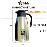 Sỉ bình Giữ Nhiệt Inox - Bình Đựng Nước Dung Tích Lớn 2L 31x15cm