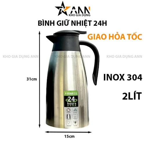 Sỉ bình Giữ Nhiệt Inox - Bình Đựng Nước Dung Tích Lớn 2L 31x15cm