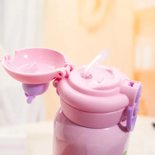 Bình giữ nhiệt cho bé 450ml, họa tiết hoạt hình và quai đeo