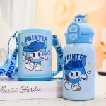 Bình giữ nhiệt cho bé 450ml, họa tiết hoạt hình và quai đeo