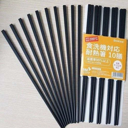 Sỉ bộ 10 Đôi Đũa Đen  Kháng Khuẩn Hoạ Tiết Anh Đào 24cm