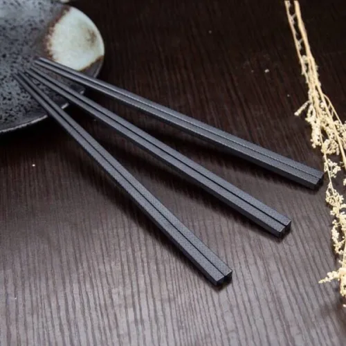 Sỉ bộ 10 Đôi Đũa Đen  Kháng Khuẩn Hoạ Tiết Anh Đào 24cm