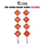 Bộ Đôi Khánh Nhung Chúc Mừng Năm Mới – Vạn Sự Như Ý – An Khang Thịnh Vượng Trang Trí Tết 18x18cm
