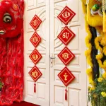 Bộ Đôi Khánh Nhung Chúc Mừng Năm Mới – Vạn Sự Như Ý – An Khang Thịnh Vượng Trang Trí Tết 18x18cm