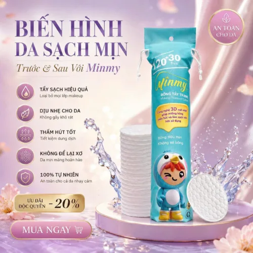 Bông Tẩy Trang Minmy Xanh 130 + 20 Miếng