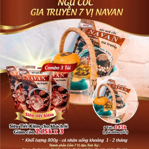 Ngũ Cốc Dinh Dưỡng Navan 800g, phối hợp 9 loại hạt