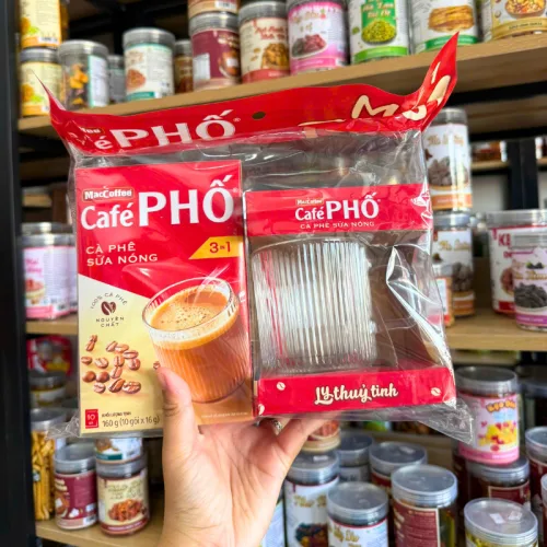 Khám phá Cà Phê Phố - Cà Phê Sữa Nóng 3 In 1 160g Hộp 10 Gói - Tặng Ly Thủy Tinh thuộc nhóm maccoffee