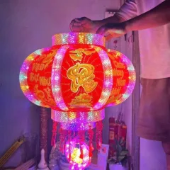 Cặp 2 Lồng Đèn Điện Cánh Bướm 3 Tầng Toả Ánh Kim 120Cm