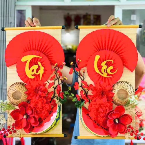 Cặp 2 Mành Tre Dài Trang Trí - Phên Tre Lớn Trang Trí Tết Ráp Sẵn