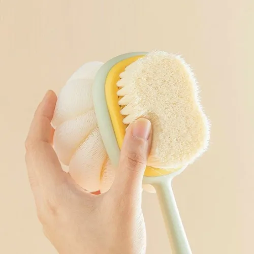 Bàn Chải Chà Lưng Hai Đầu Kèm Bông Tắm Dài 35cm