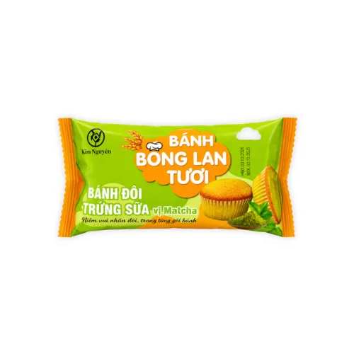 Khám phá Bánh Bông Lan Tươi Trứng Sữa Kim Nguyên Vị Matcha 60g - Bịch Xanh Lá thuộc nhóm Kim Nguyên