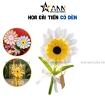 [Có Đèn Chớp] Hoa Gài Tiền - Hoa Gắn Tiền - Hoa Đựng Tiền Hướng Dương Trong Suốt - Hoa Sáp