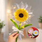 [Có Đèn Chớp] Hoa Gài Tiền - Hoa Gắn Tiền - Hoa Đựng Tiền Hướng Dương Trong Suốt - Hoa Sáp