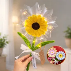 [Có Đèn Chớp] Hoa Gài Tiền - Hoa Gắn Tiền - Hoa Đựng Tiền Hướng Dương Trong Suốt - Hoa Sáp