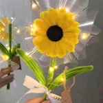 [Có Đèn Chớp] Hoa Gài Tiền - Hoa Gắn Tiền - Hoa Đựng Tiền Hướng Dương Trong Suốt - Hoa Sáp