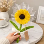 [Có Đèn Chớp] Hoa Gài Tiền - Hoa Gắn Tiền - Hoa Đựng Tiền Hướng Dương Trong Suốt - Hoa Sáp
