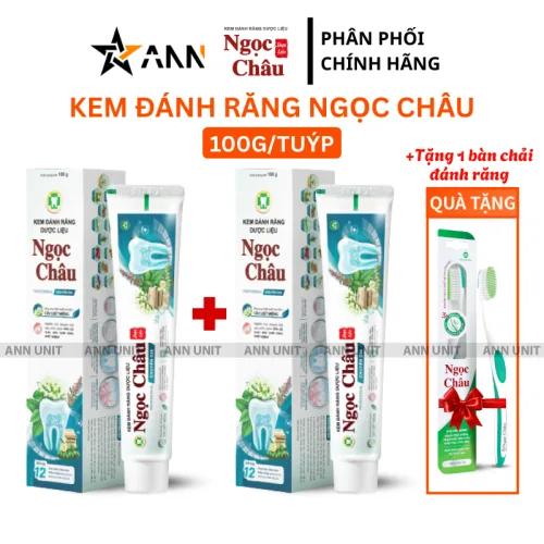 Combo 2 Cây Kem Đánh Răng Ngọc Châu Chuyên Gia 100g/Tuýp - Kem Đánh Răng Dược Liệu + Tặng 1 Bài Chải Đánh Răng