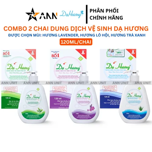 Combo 2 Chai Dung Dịch Vệ Sinh Dạ Hương 120ml - Hương Lavender, Hương Lô Hội, Hương Trà Xanh (Được Chọn Mùi)