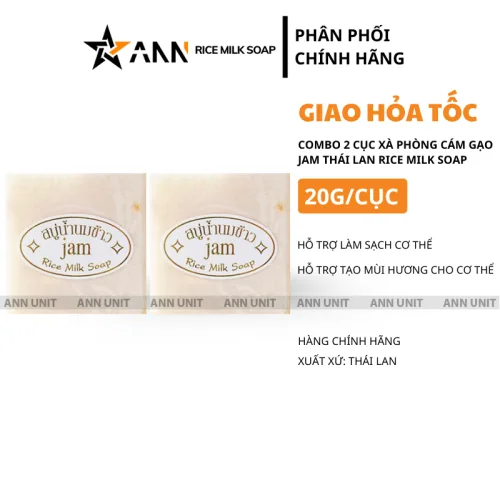 Bảng giá sỉ combo 2 Cục Xà Phòng Cám Gạo Thái Lan Jam Rice Milk Soap 20g/Cục