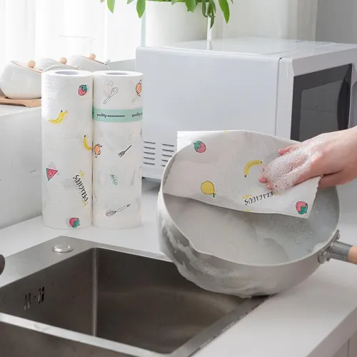 Phân phối combo 2 Cuộn Khăn Giấy Lau Bếp Đa Năng Tái Sử Dụng Nhiều Lần 6x6x19.5cm