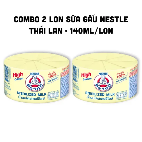 Combo 2 Lon Sữa Gấu Thái Lan Nestle Bear Vàng (140ml/Lon)